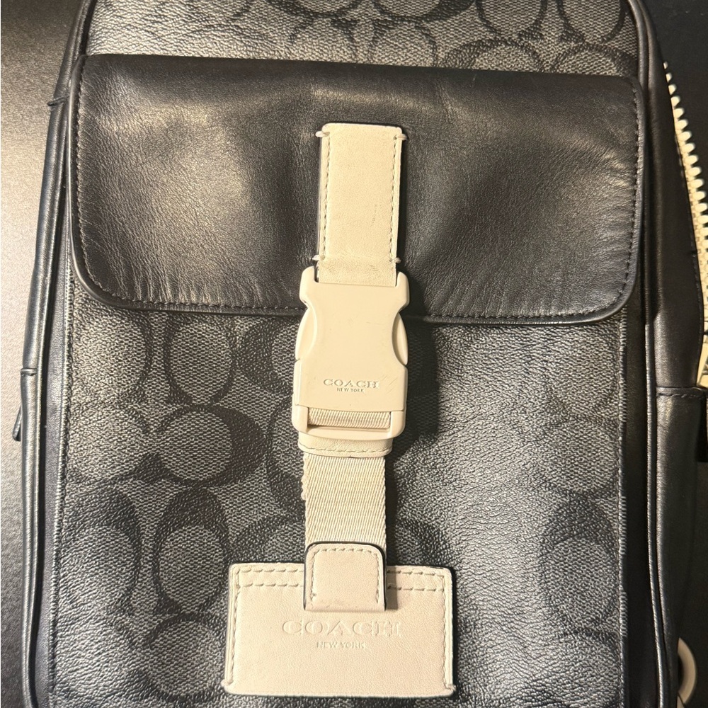 Coach Backpack C6645 Track Pack in Signature Canvas in Charcoal Chalk